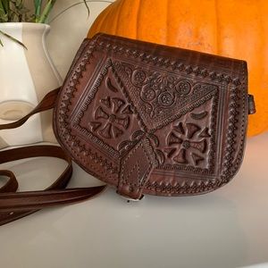 Brown cross body leather purse